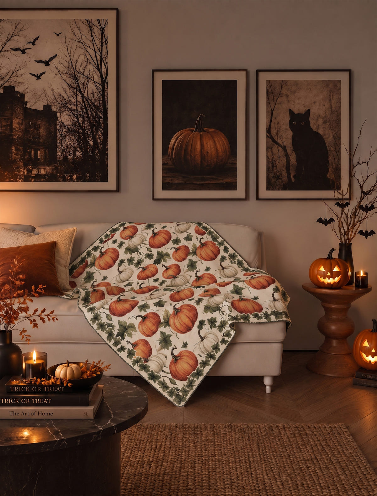 Fall Pumpkin Halloween Blanket