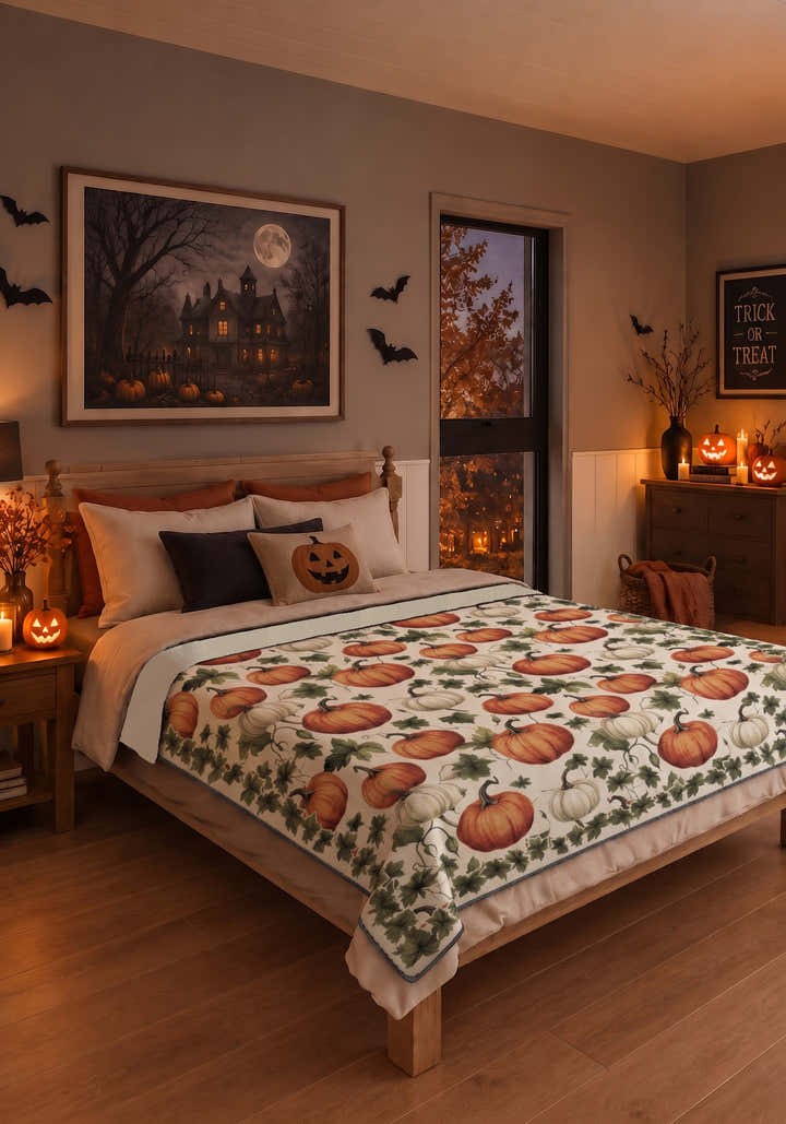 Fall Pumpkin Halloween Blanket