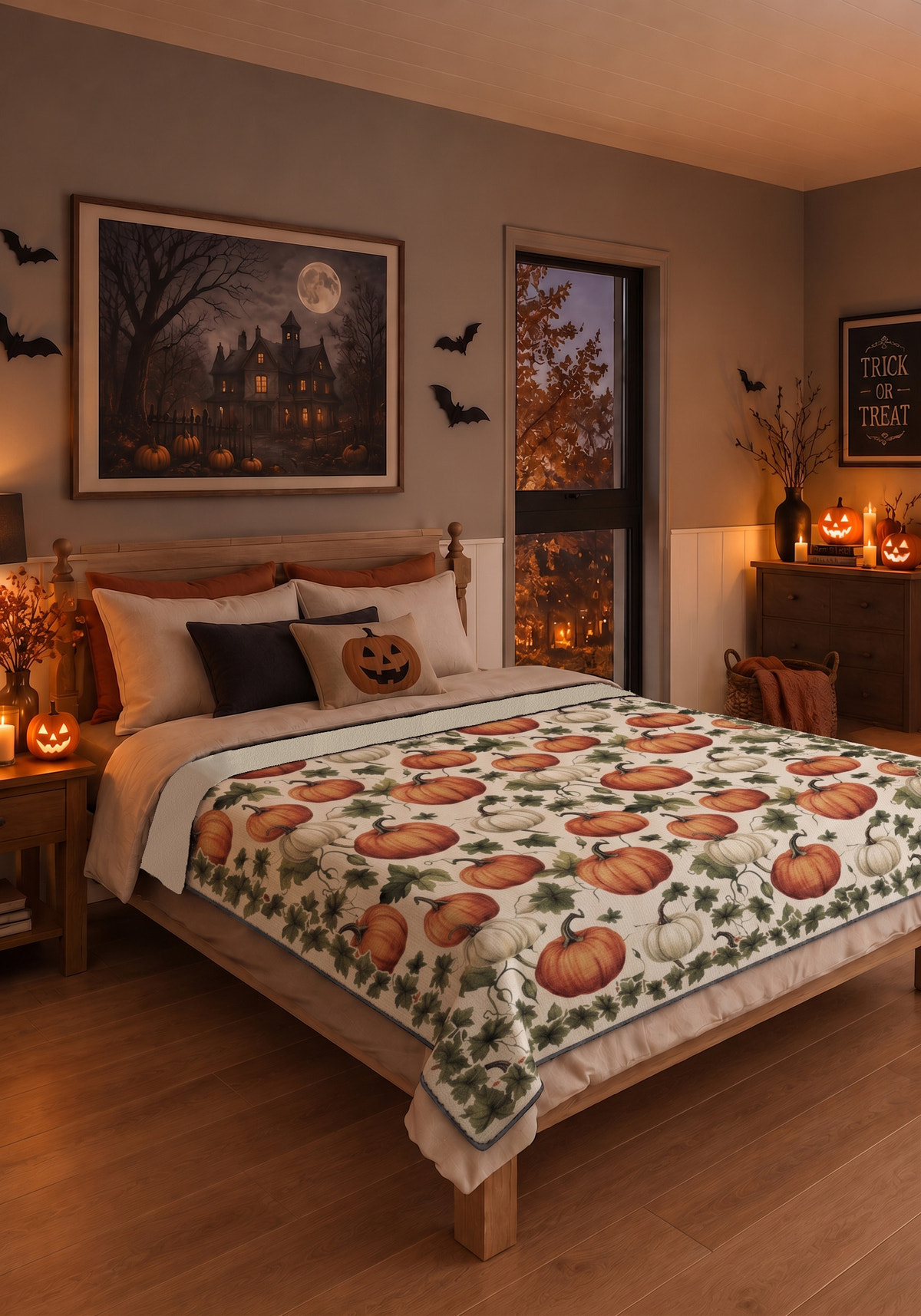 Fall Pumpkin Halloween Blanket
