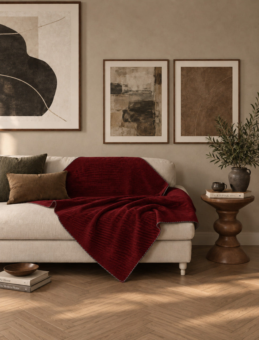 Oliver Burgundy Throw Blanket