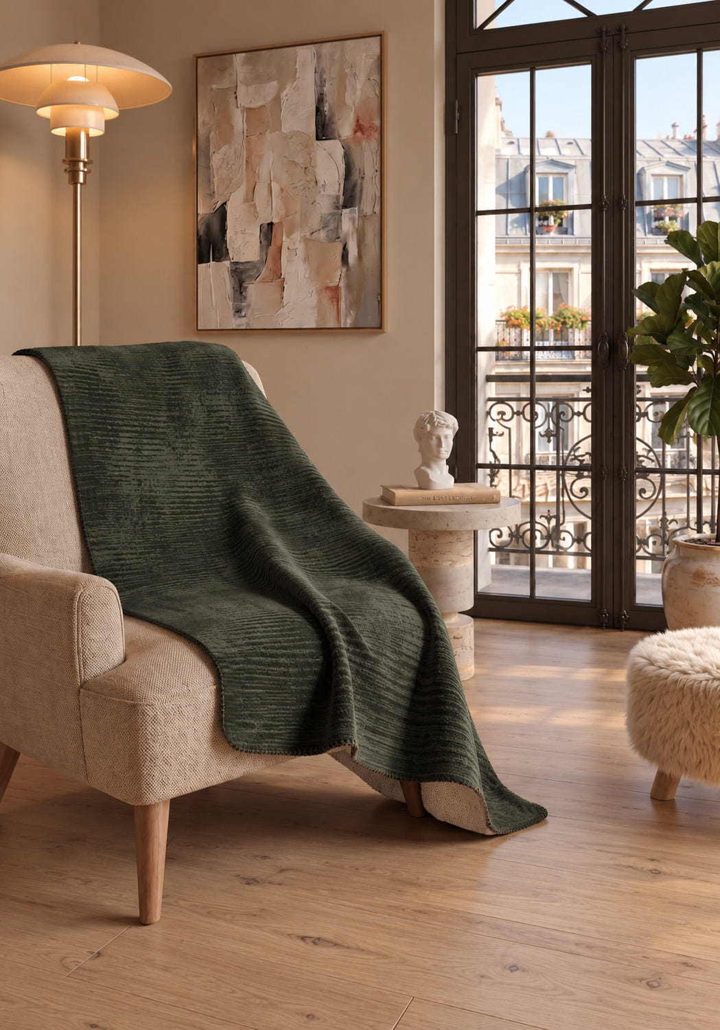Oliver Dark Green Blanket