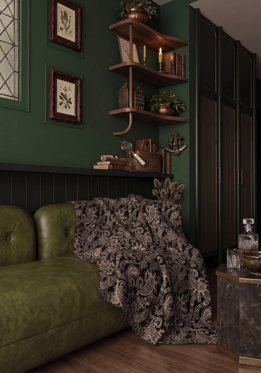 Elena Black Paisley Blanket