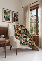 Zinnia Green Throw Blanket