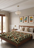 Zinnia Green Throw Blanket