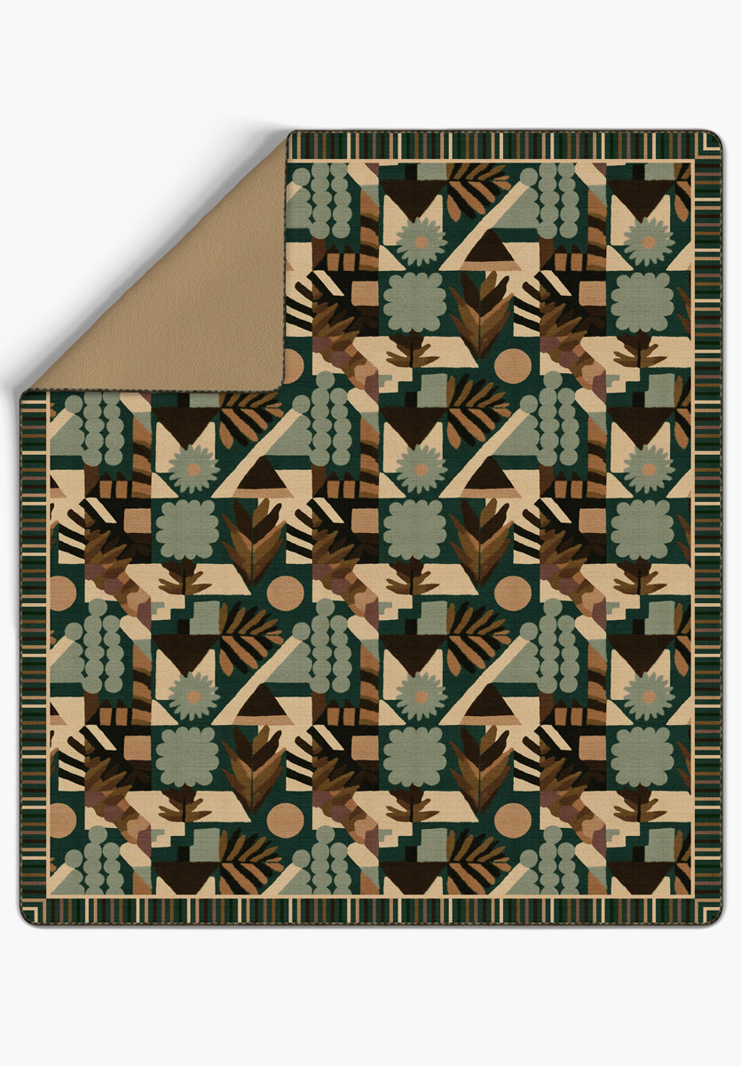 Zinnia Green Throw Blanket