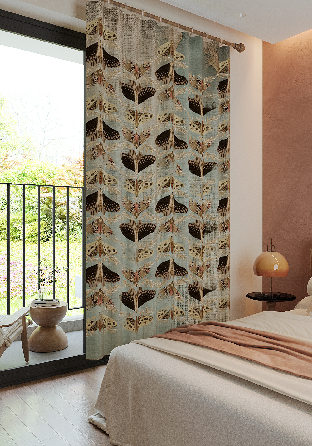 Celestia Blue Brown Moth Curtain