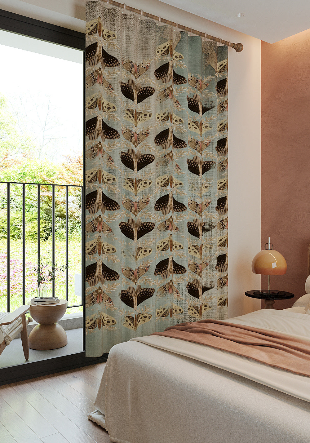 Celestia Blue Brown Moth Curtain