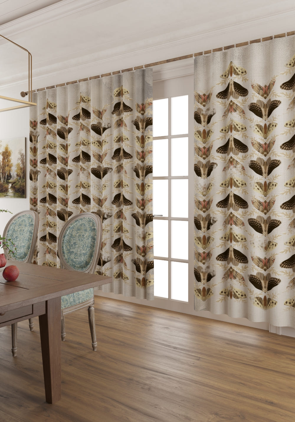 Celestia Beige Moth Curtain