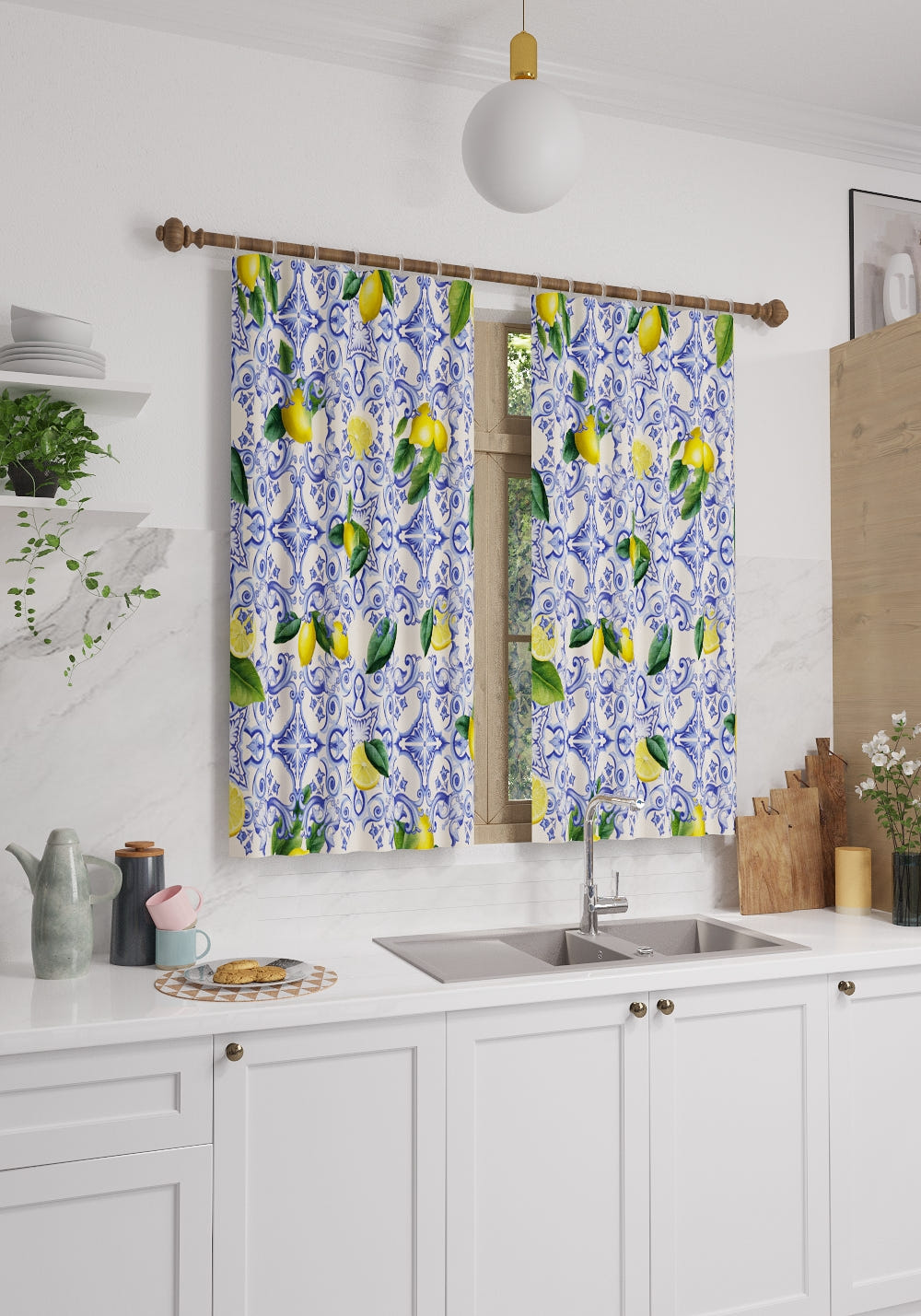 Sorrento Lemon Kitchen Curtain