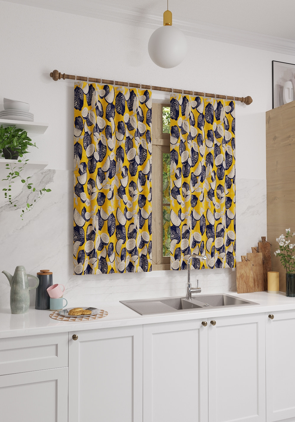 Capri Yellow Kitchen Curtain