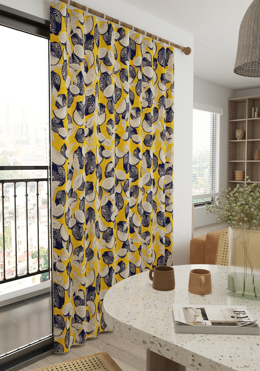 Capri Yellow Kitchen Curtain