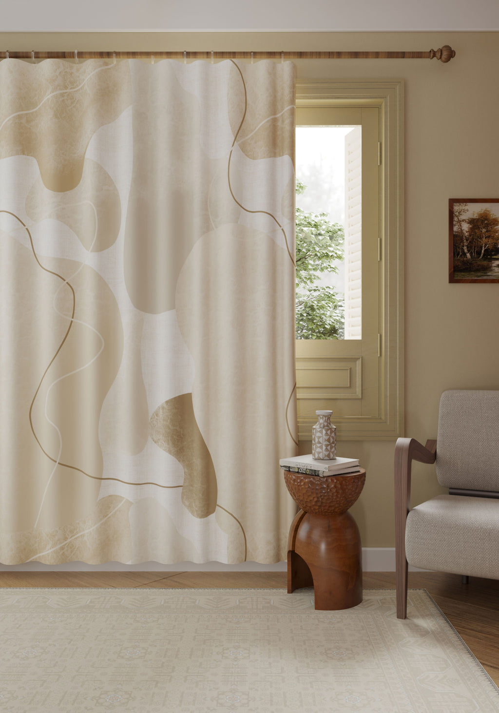 Alindra Beige Modern Curtain
