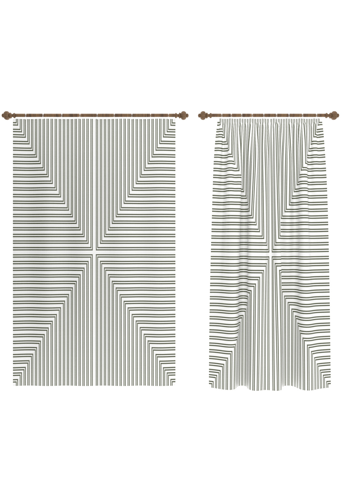 Kylie Green Striped Curtain