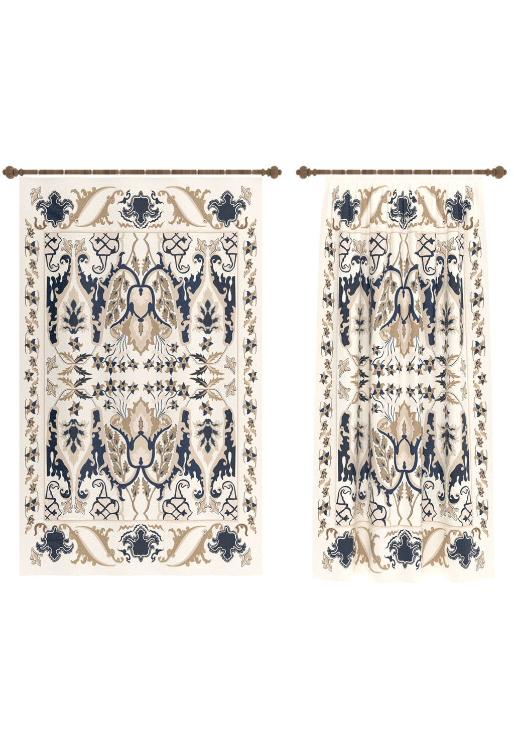 Henry Blue and Cream Curtain