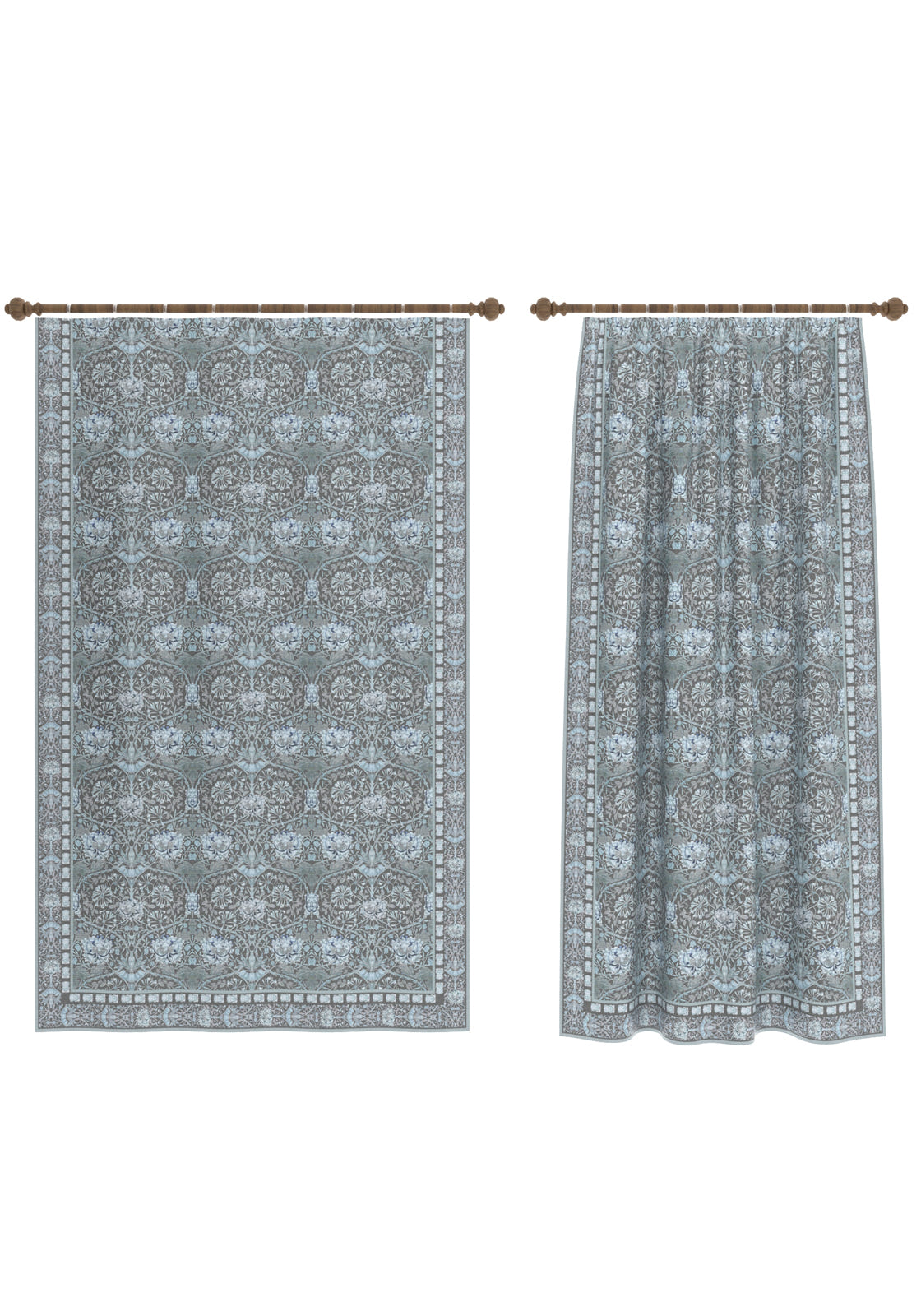 Zachary Blue Grey Curtain