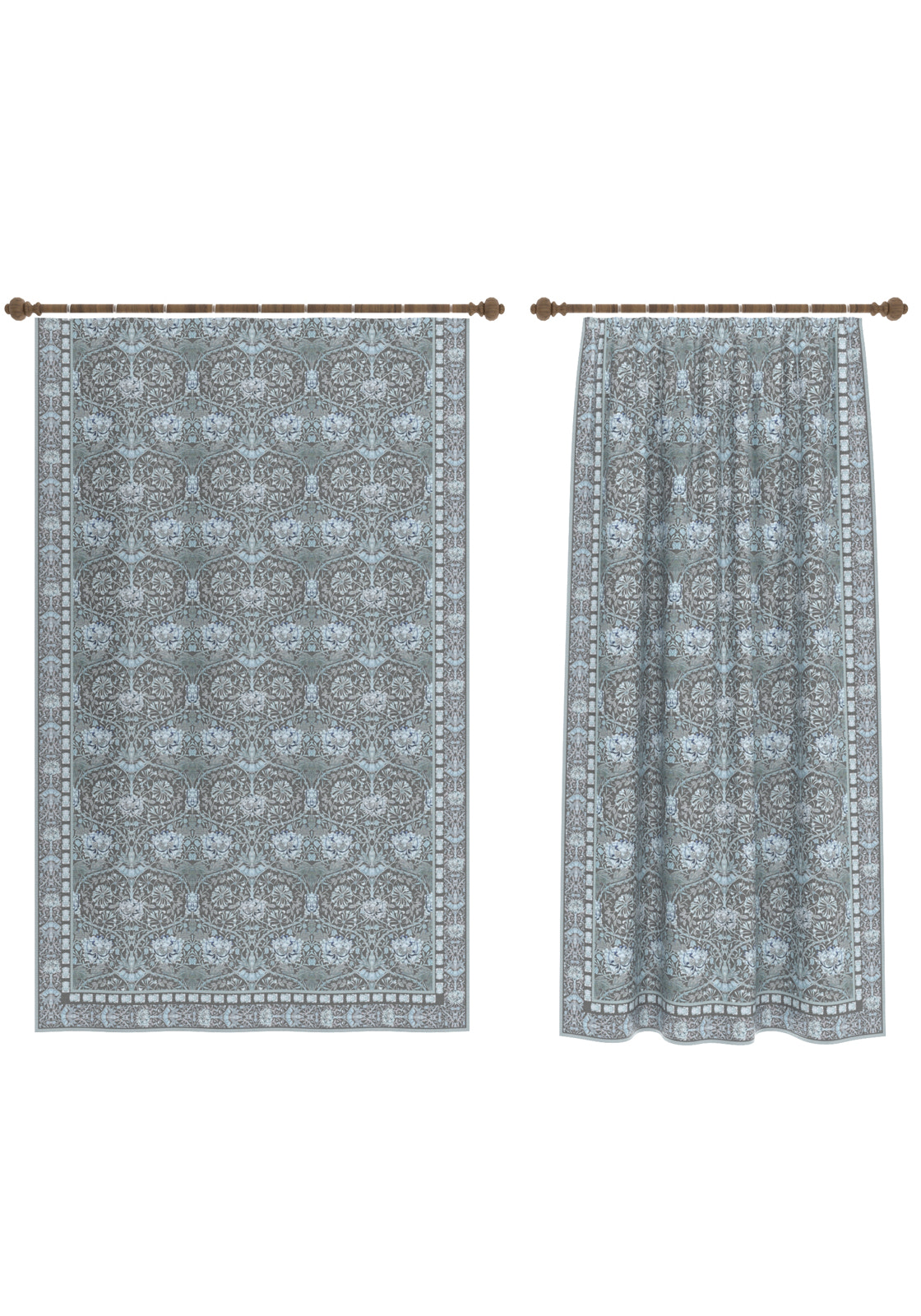 Zachary Blue Grey Curtain