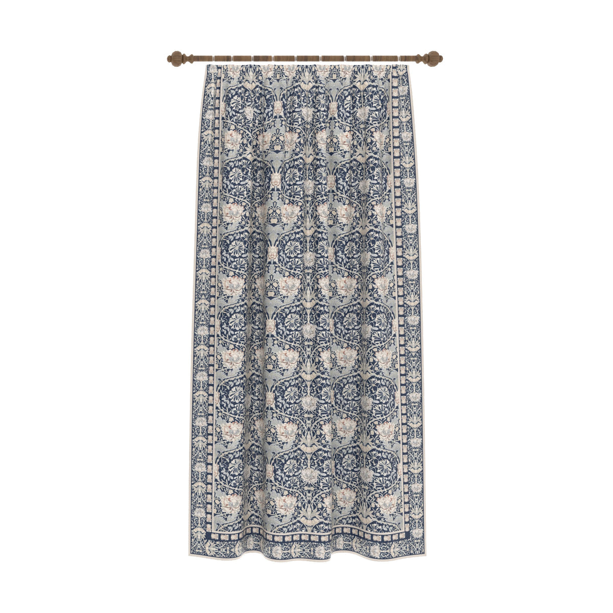 Zachary Navy Blue Art Nouveau Curtain