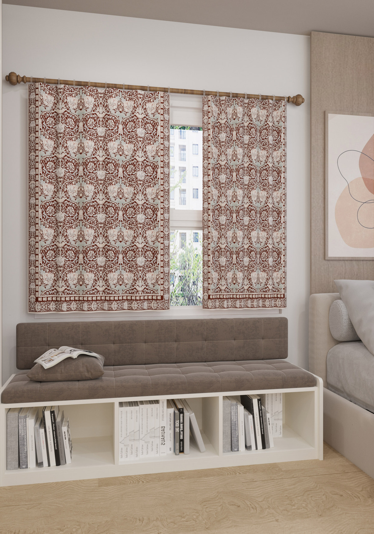 Zachary Burgundy Vintage Curtain