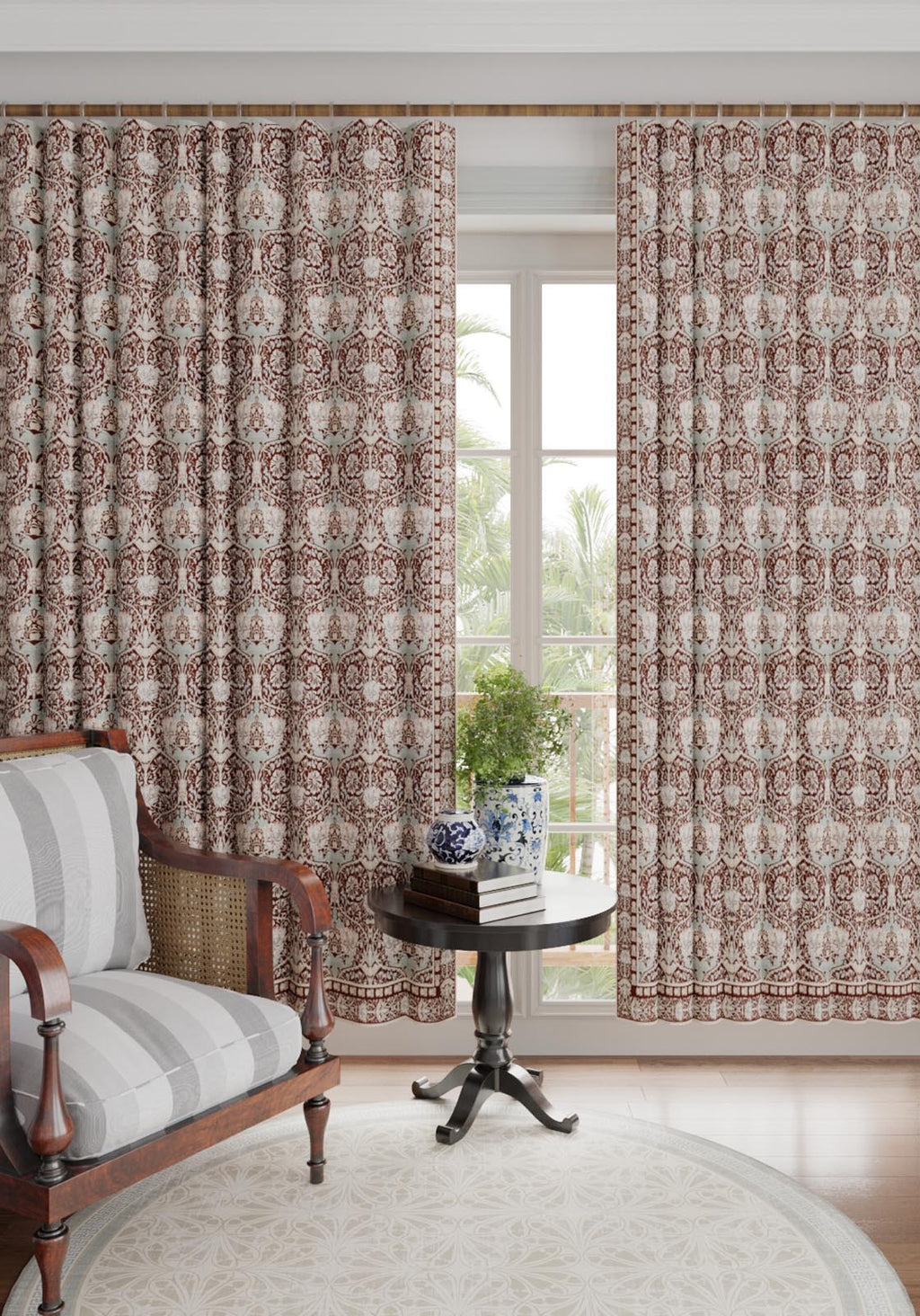 Zachary Burgundy Vintage Curtain
