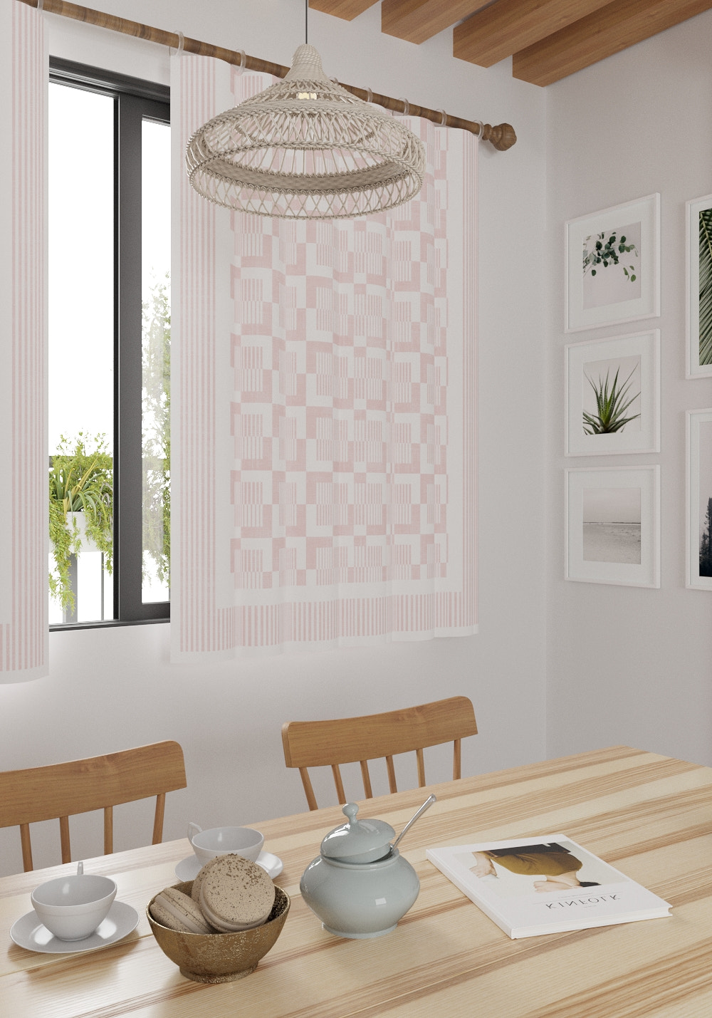 Berylle Geometric Pink Curtain