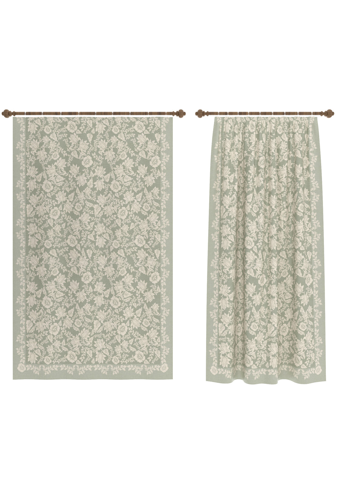 Minora Sage Green Floral Curtain