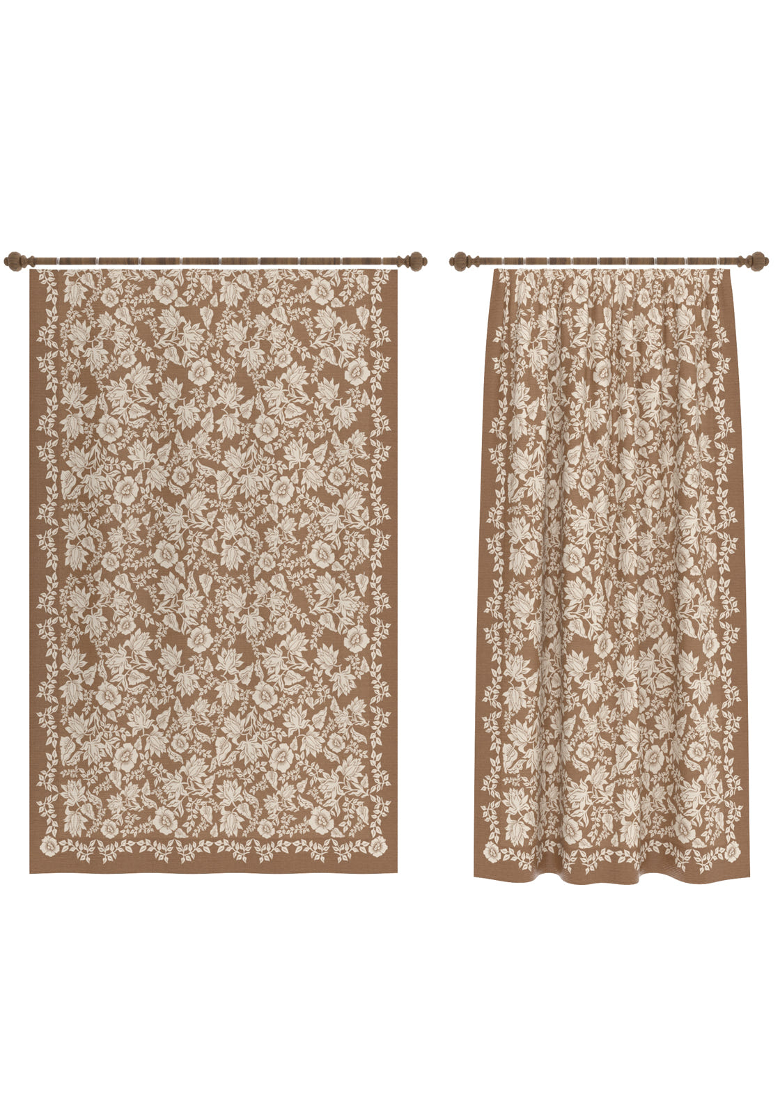 Minora Taupe Floral Curtain