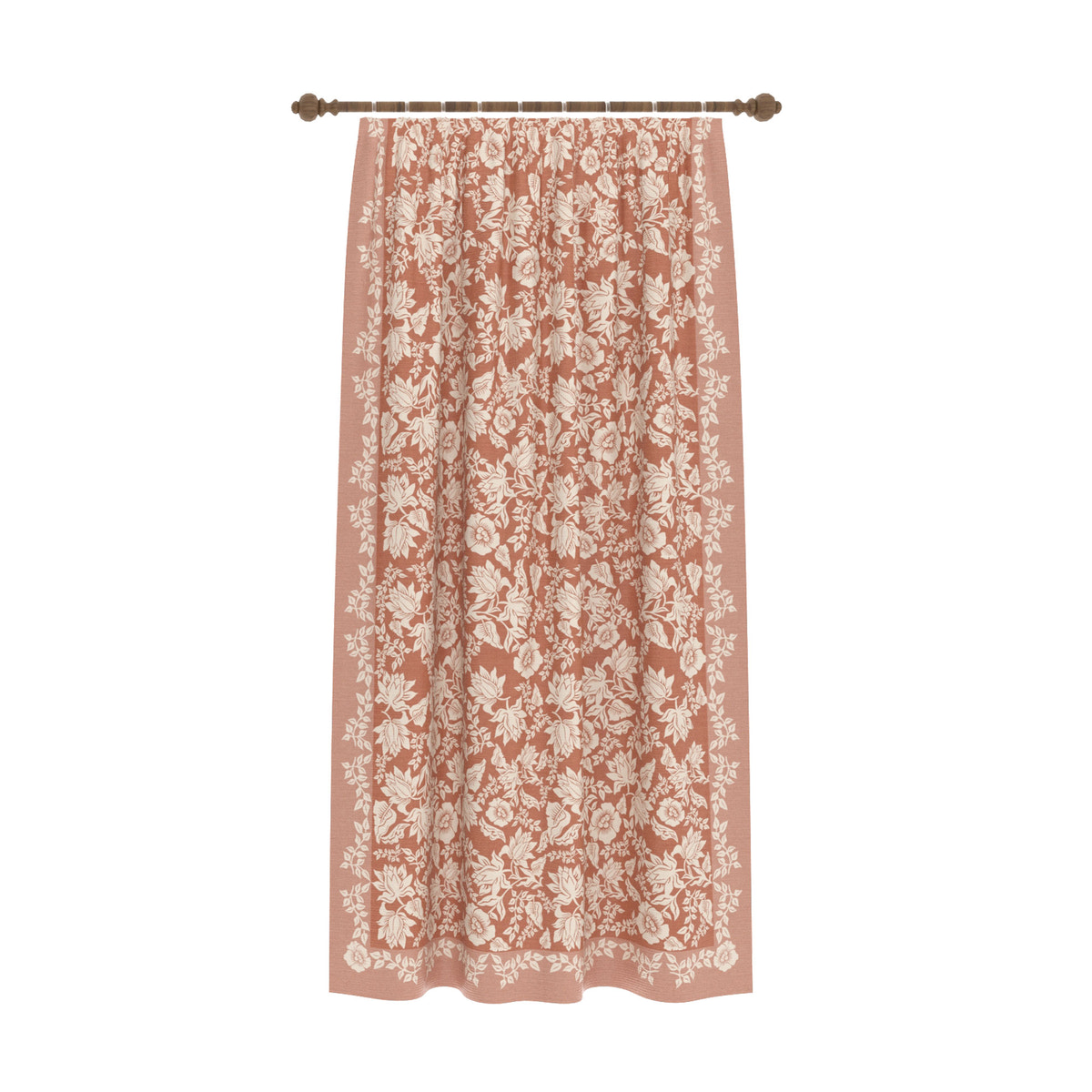 Minora Peach Floral Curtain
