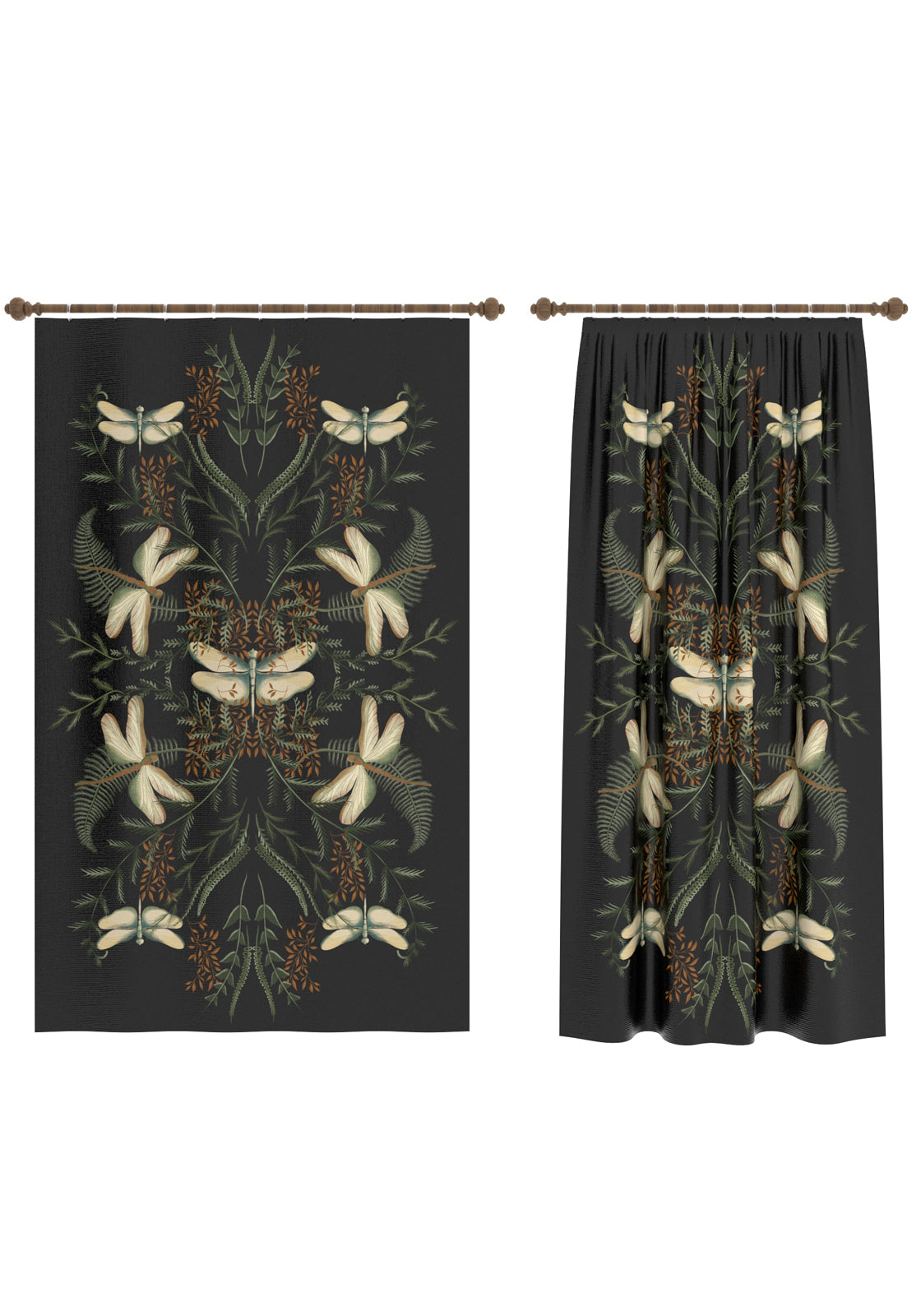 Orithia Black Botanical Curtain