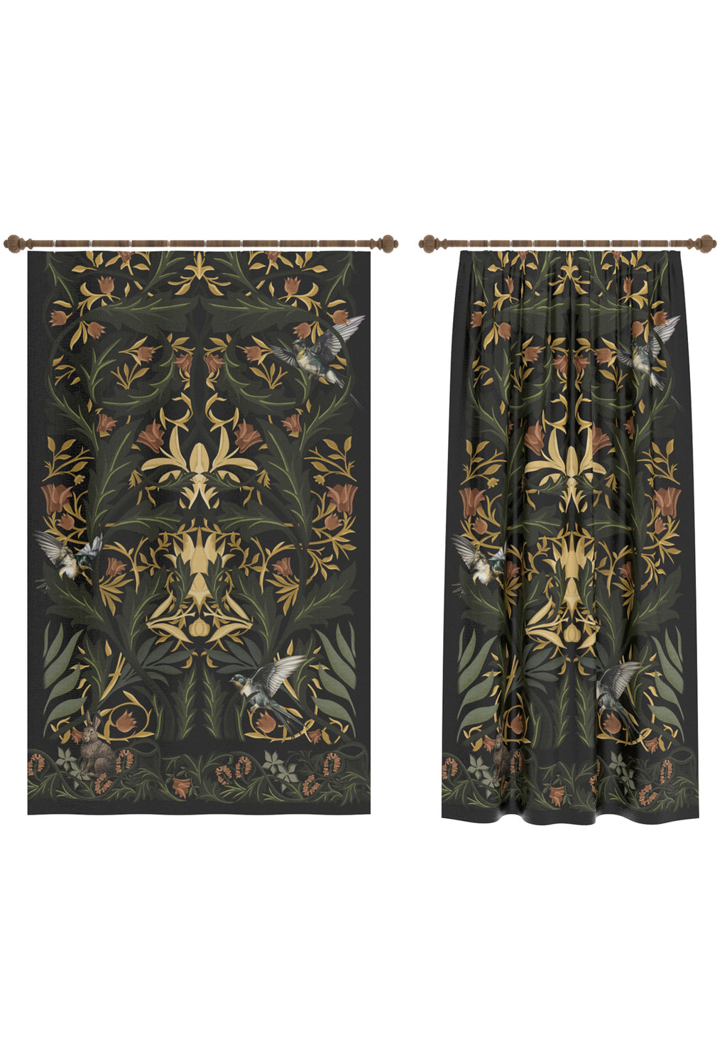 Merillo Black Botanical Curtain
