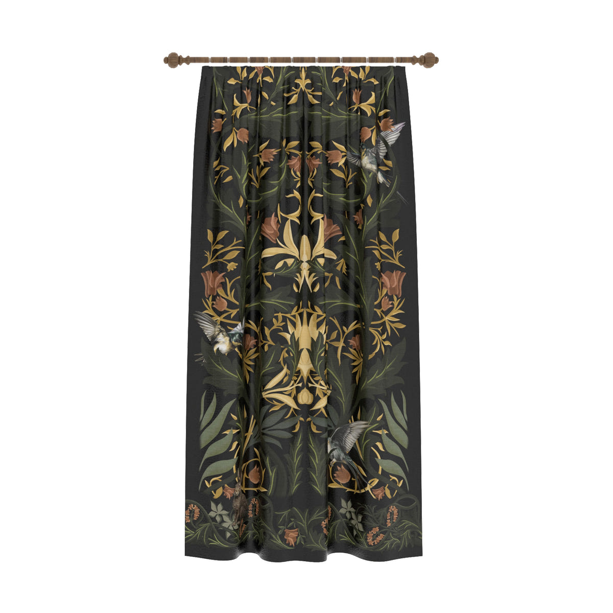 Merillo Black Botanical Curtain