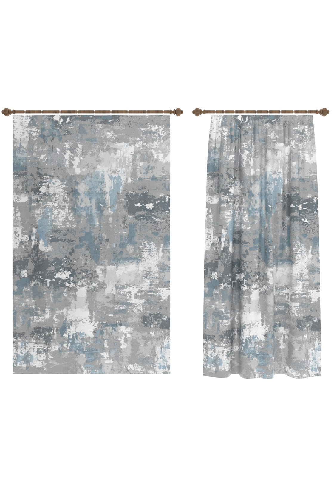 Matthew Blue Grey Curtain