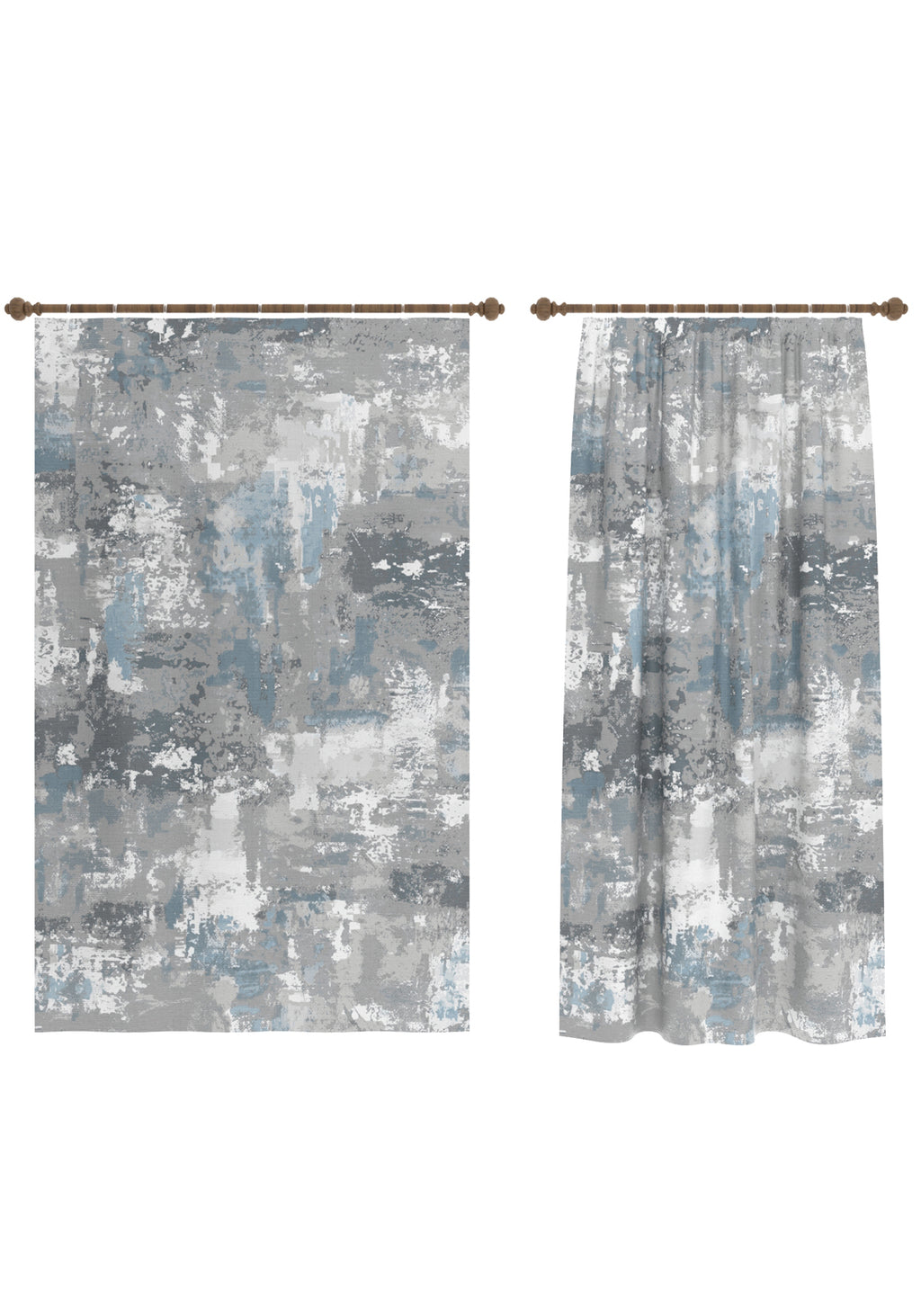 Matthew Blue Grey Curtain