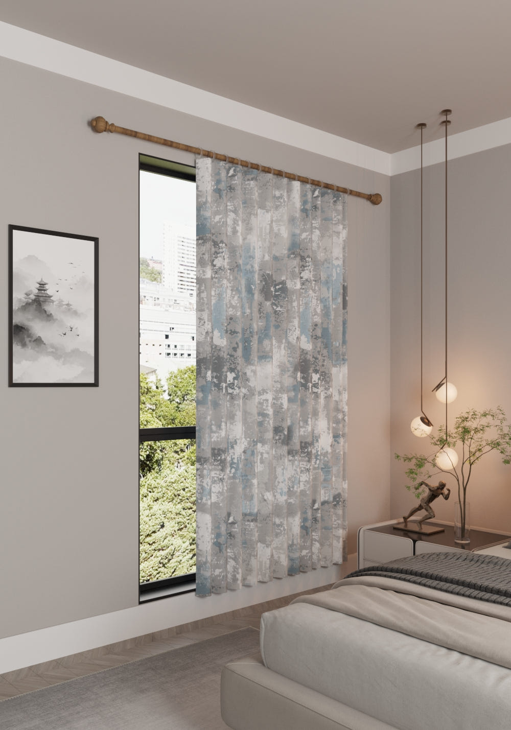 Matthew Blue Grey Curtain