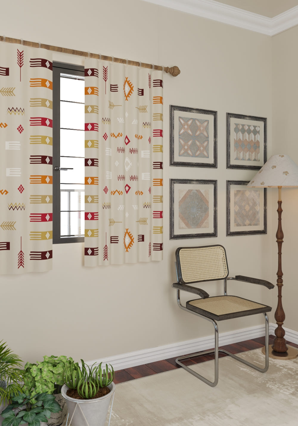 Azra Beige Southwestern Curtain