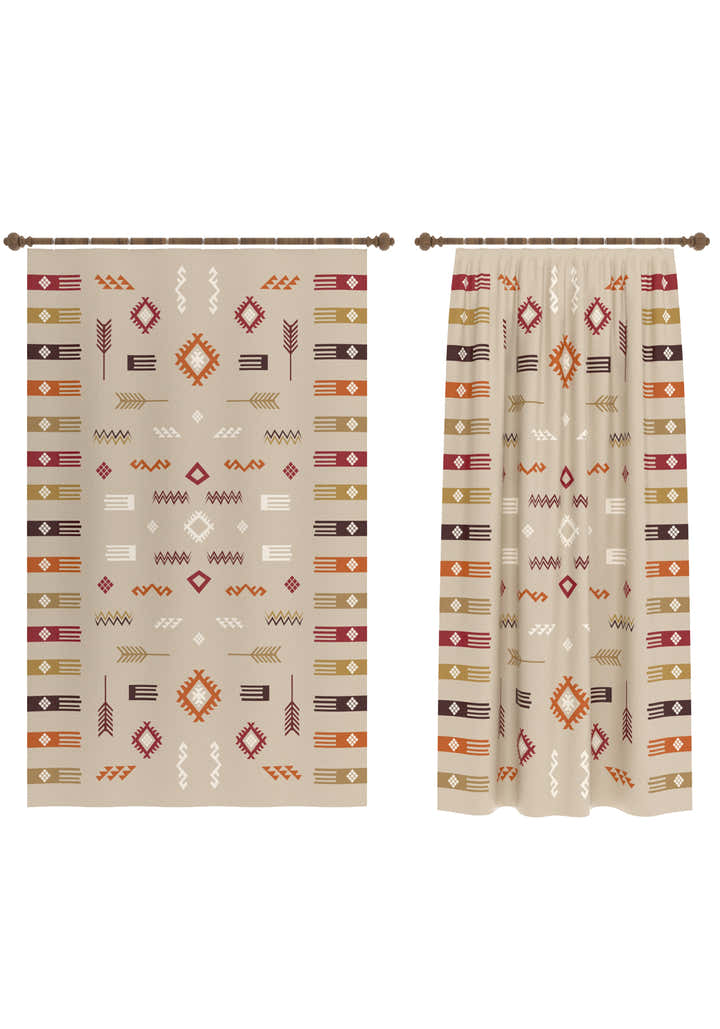 Azra Beige Southwestern Curtain