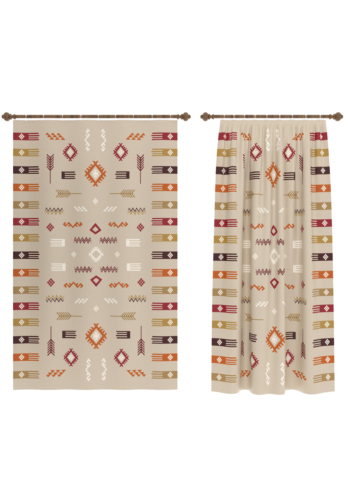 Azra Beige Southwestern Curtain
