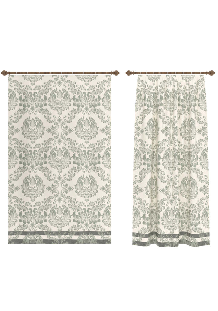 Liliane Damask Sage Green Curtain