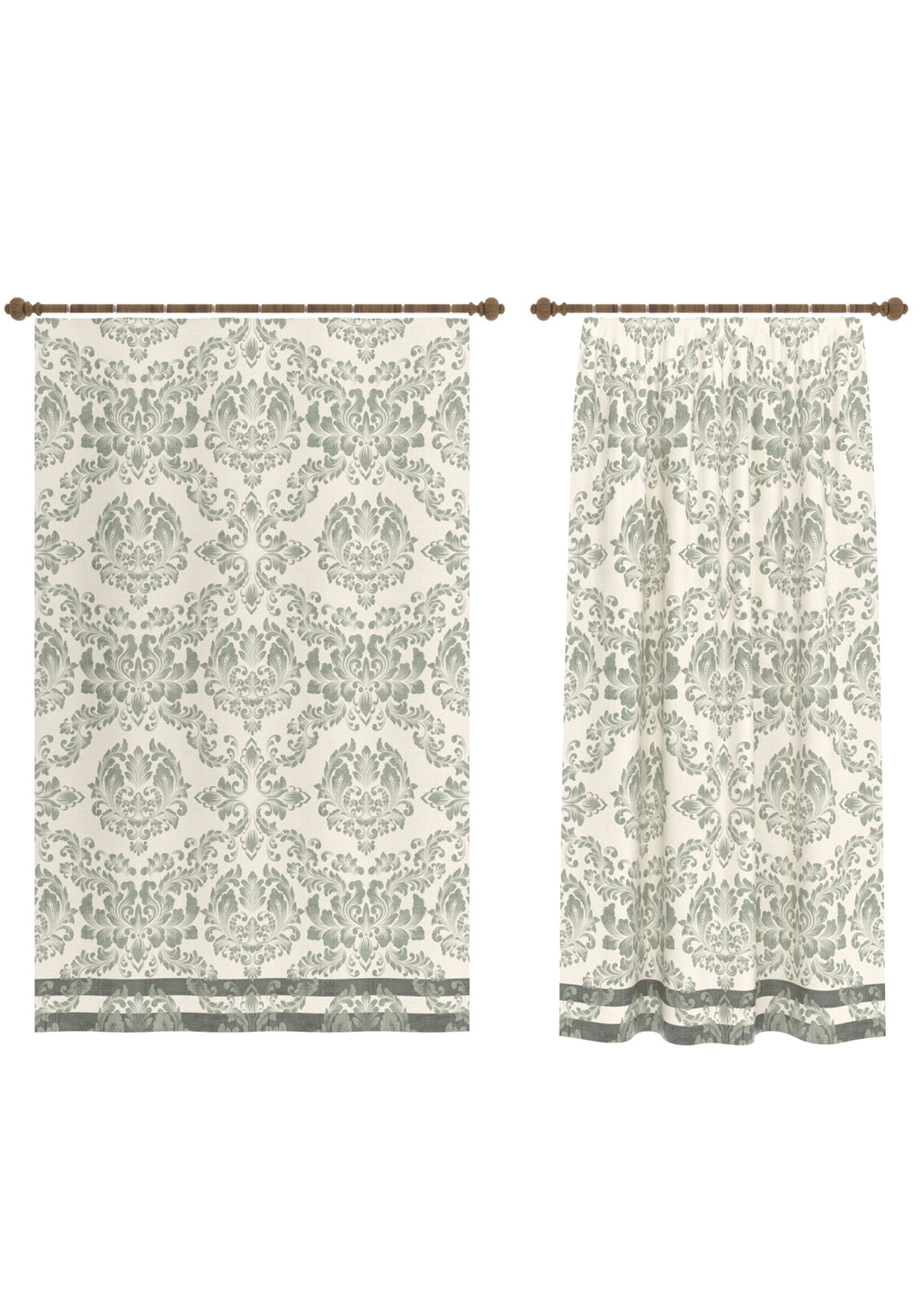 Liliane Damask Sage Green Curtain
