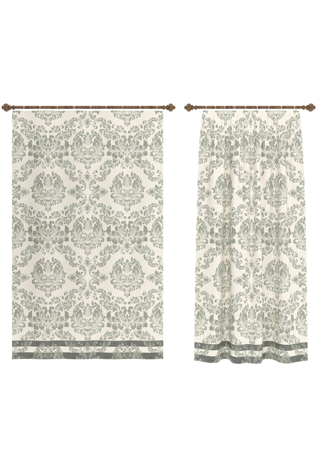 Liliane Damask Sage Green Curtain