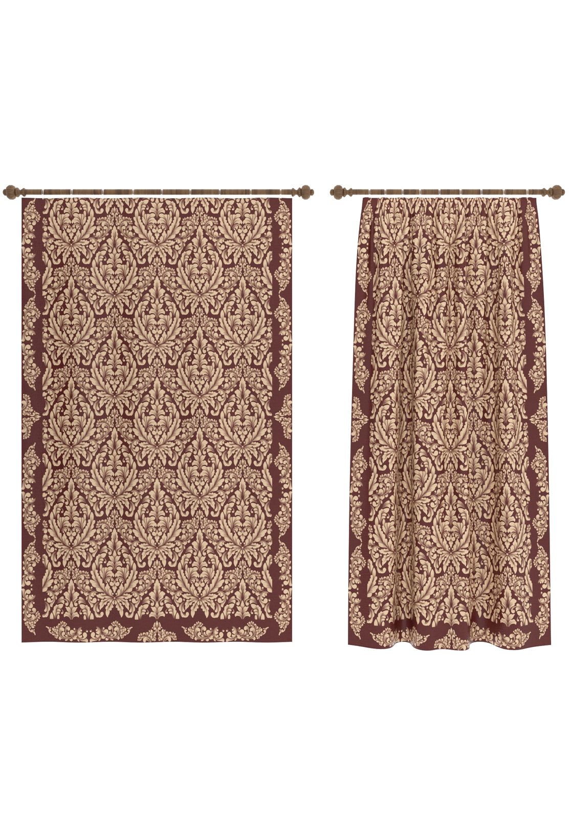Odessa Terracotta Damask Curtain