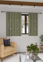 Nira Geometric Olive Green Curtain
