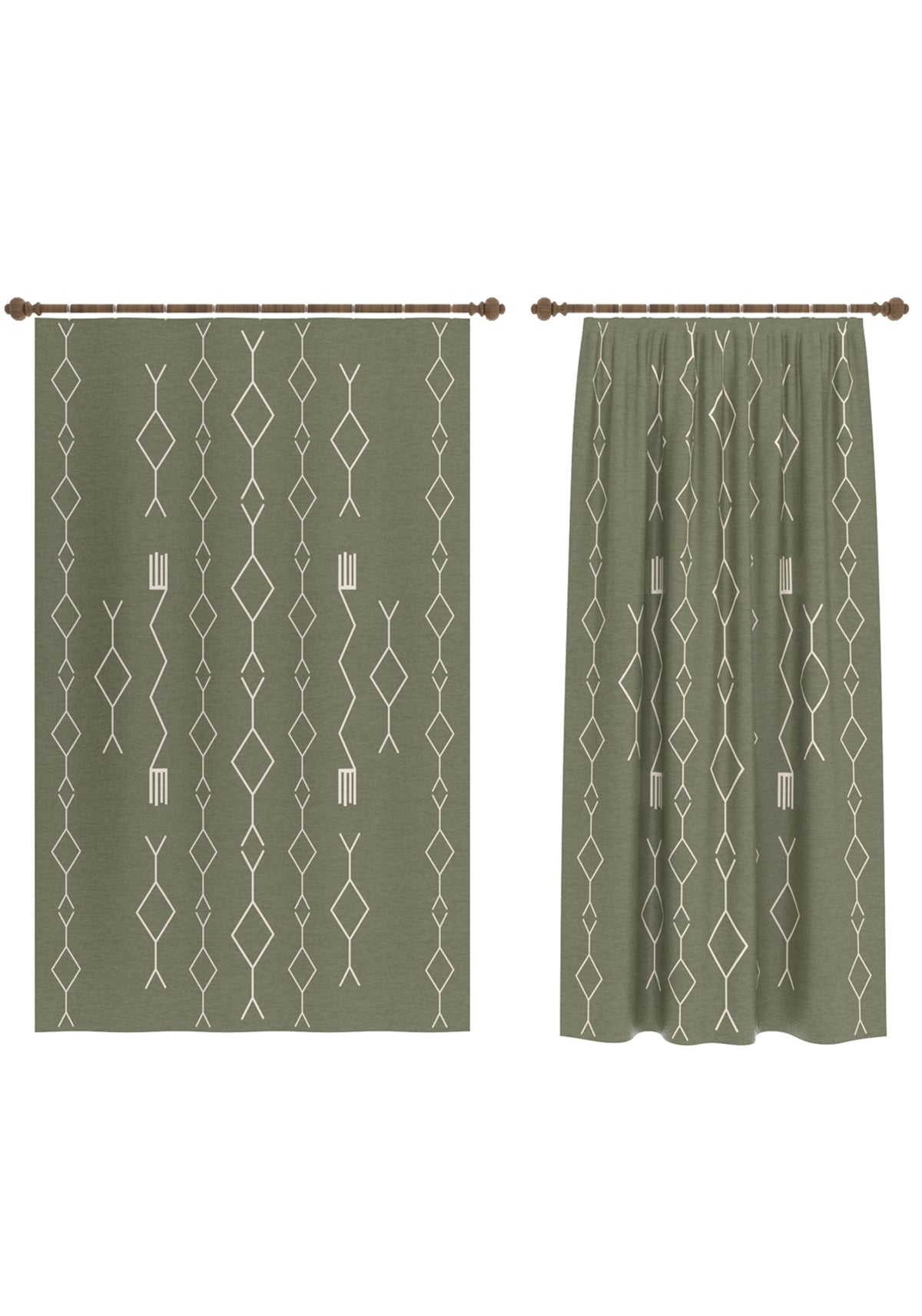 Nira Geometric Olive Green Curtain