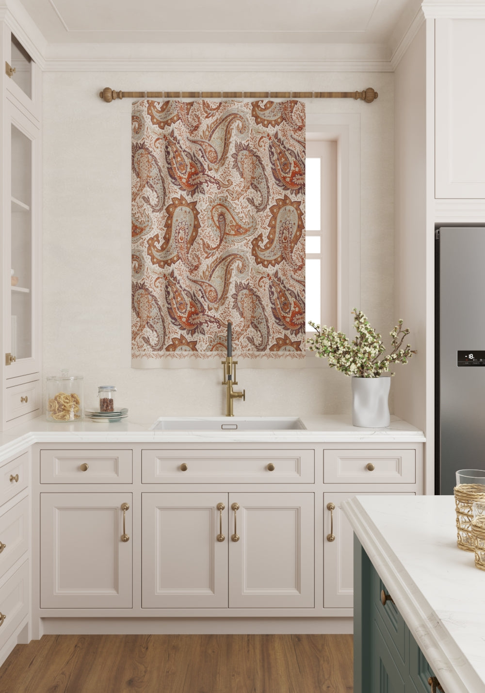 Tavira Terracotta Paisley Curtain