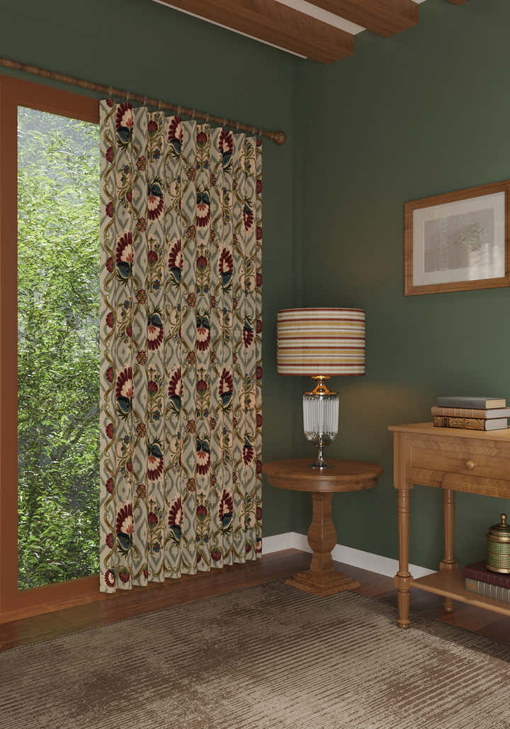 Delfina Green Floral Curtain