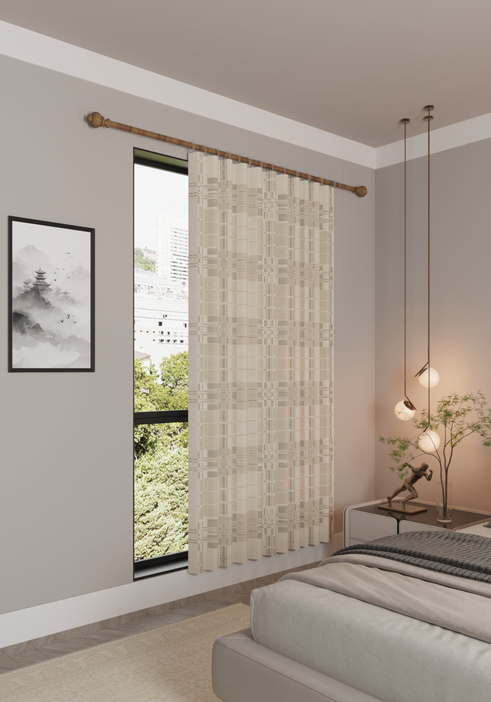 Yavanna Neutral Plaid Curtain