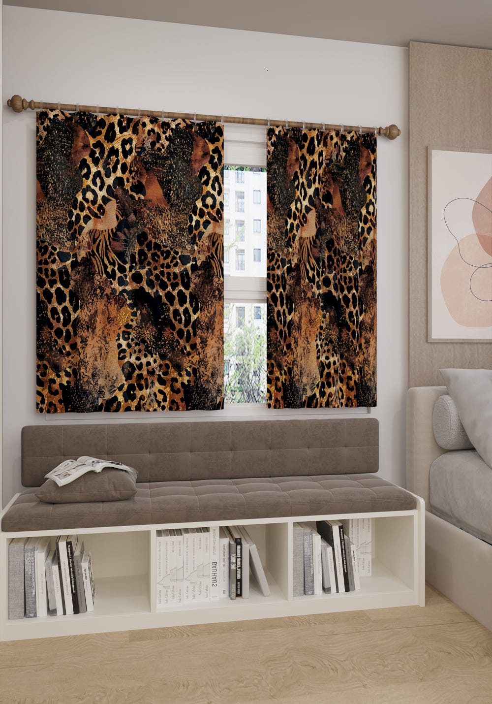Caius Brown Animal Print Curtain
