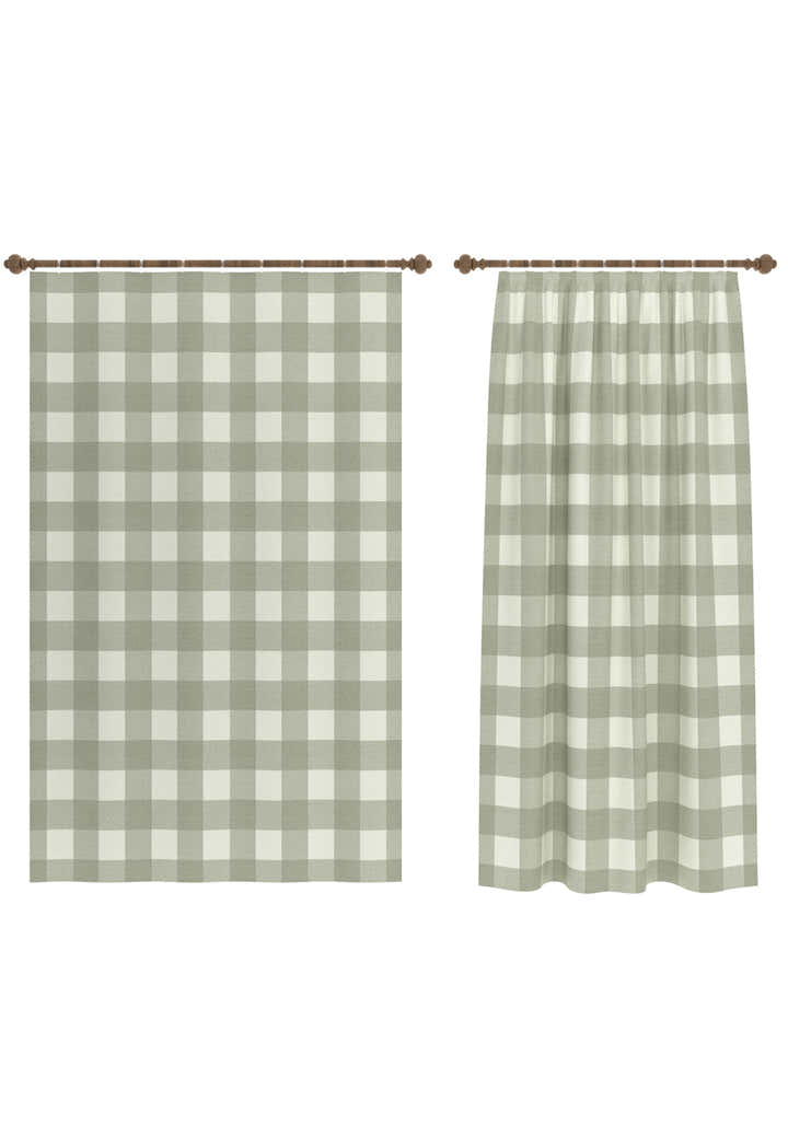Jove Sage Green Gingham Curtain