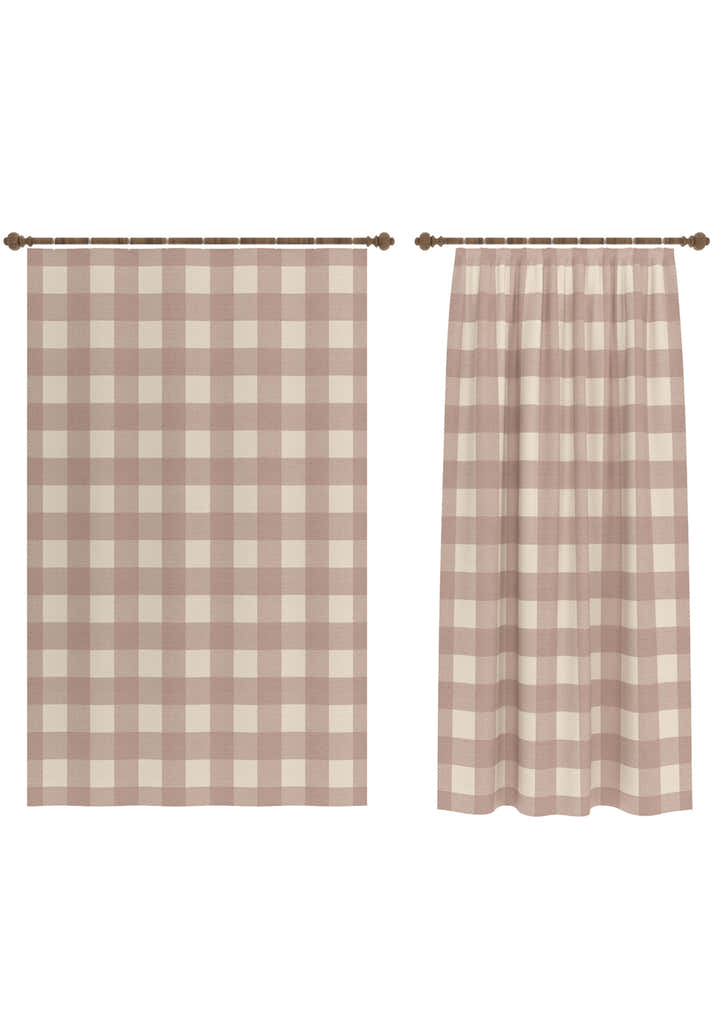 Jove Pink Plaid Curtain