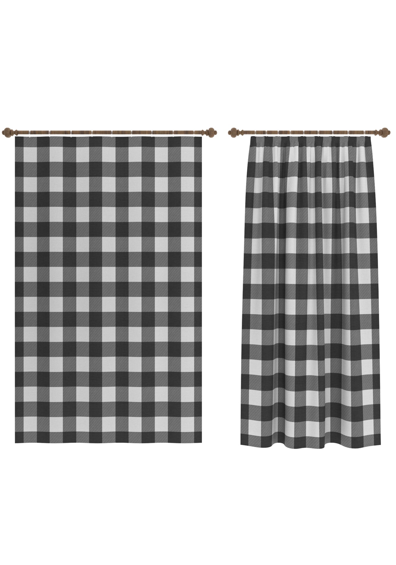 Jove Black and White Plaid Curtain