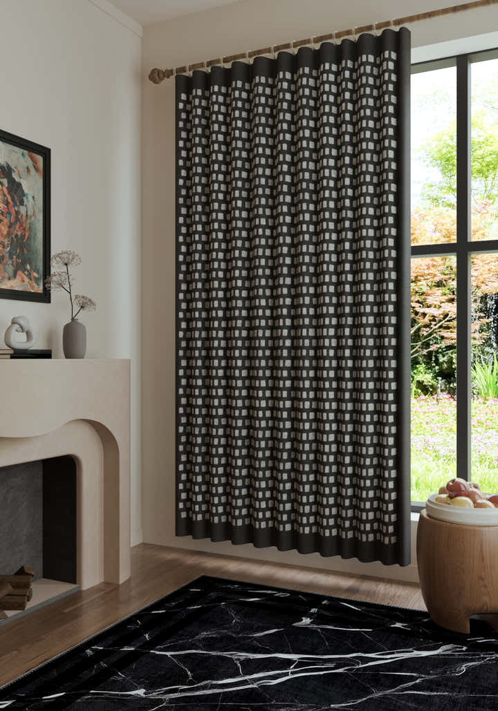 Thalia Geometric Charcoal Curtain
